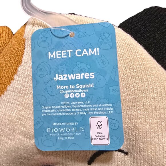 Squishmallows Beanie Hat with Ear Flaps Cam the Cat Embroidered 3D Ears - Picture 6 of 8